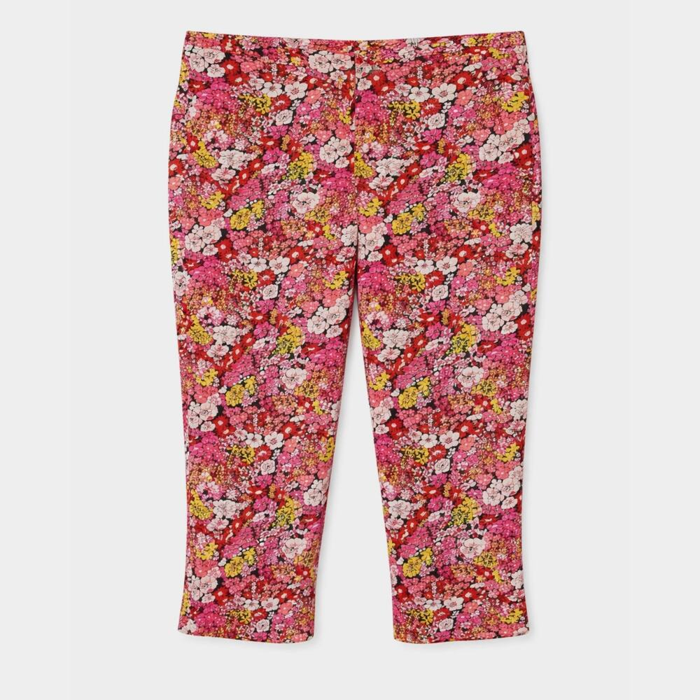 Vintage Y2K Vibrant Floral Pedal Pusher Capri Pants Gemilli Retro Pop 36" Waist